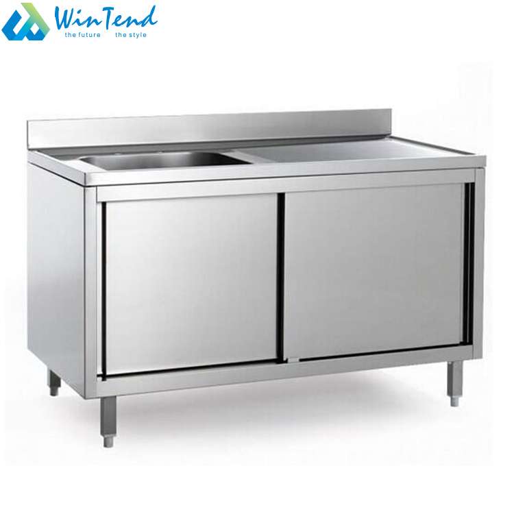 Customized equipment stainless steel kitchen sink with push door