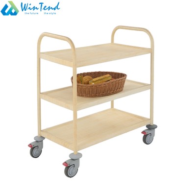 Hotel supplier stainless steel wooden serving trolley for kitchen