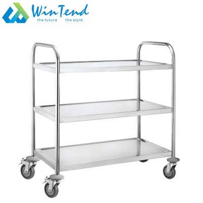 3 tier stainless steel restaurant tea and food serving trolley cart