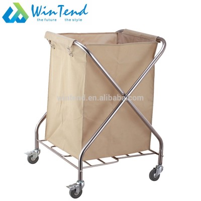 Square shape folding X frame type hospital and hotel room cleaning service laundry linen trolley cart price